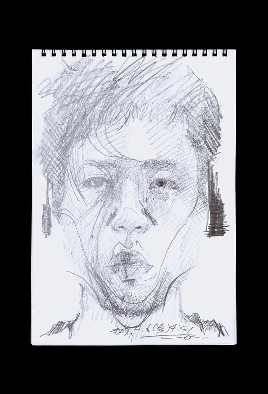 Contemporary artist SHINTAKU Tomoni's 2007/4/6 Self-portrait or pencil drawing