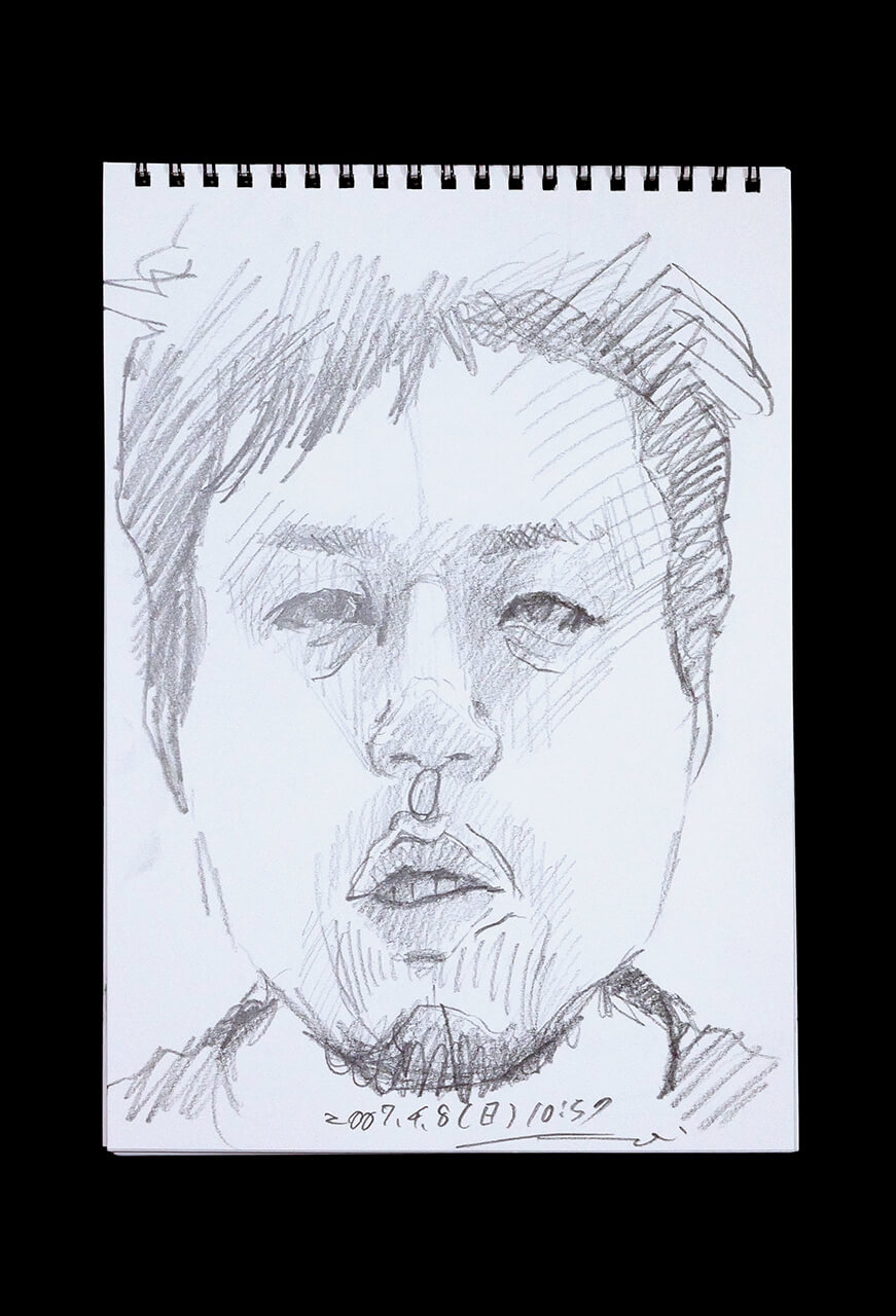 Contemporary artist SHINTAKU Tomoni's 2007/4/8 Self-portrait or pencil drawing