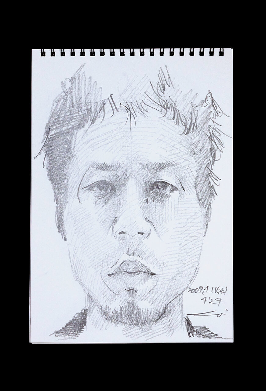 Contemporary artist SHINTAKU Tomoni's 2007/4/11 Self-portrait or pencil drawing