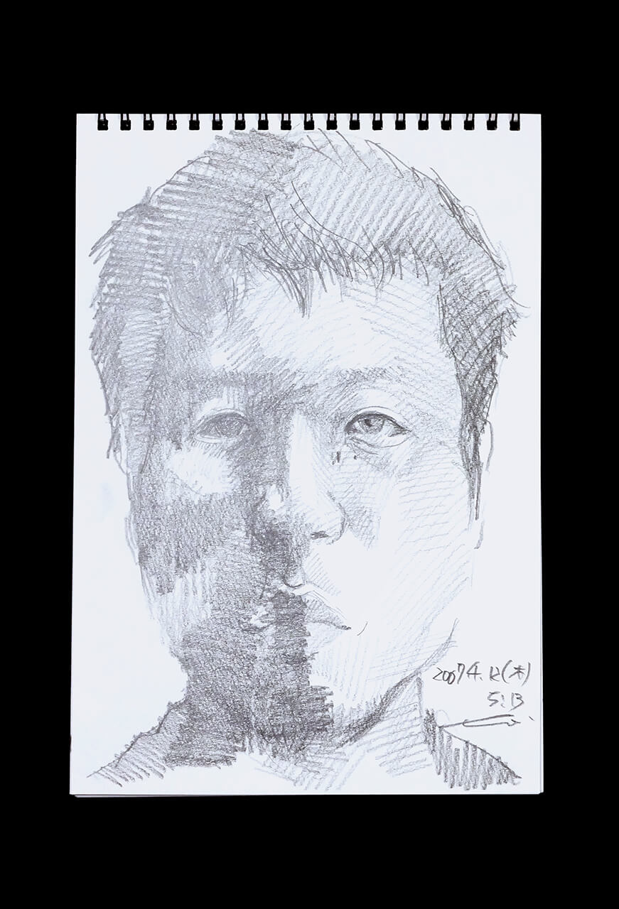 Contemporary artist SHINTAKU Tomoni's 2007/4/12 Self-portrait or pencil drawing
