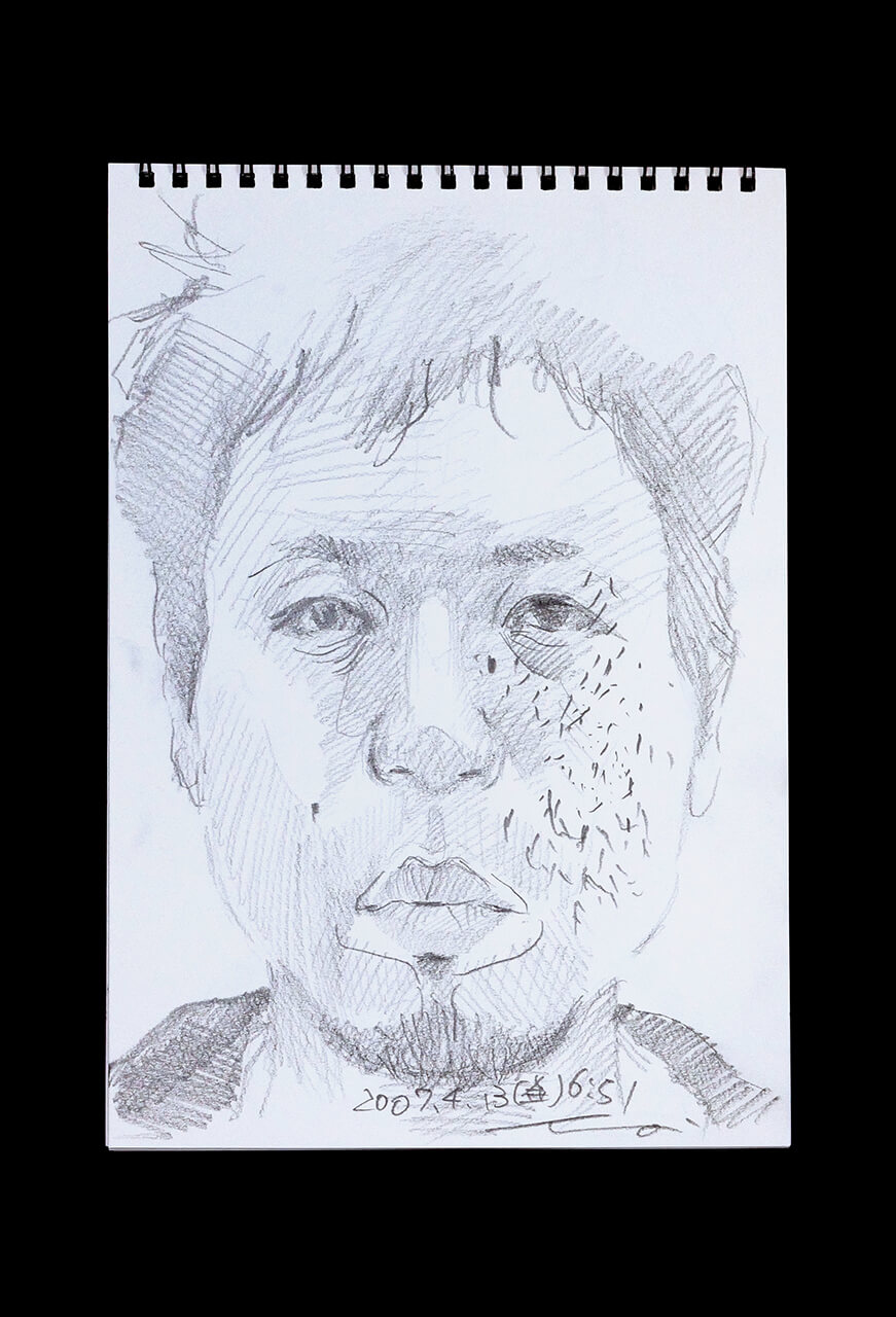 Contemporary artist SHINTAKU Tomoni's 2007/4/13 Self-portrait or pencil drawing