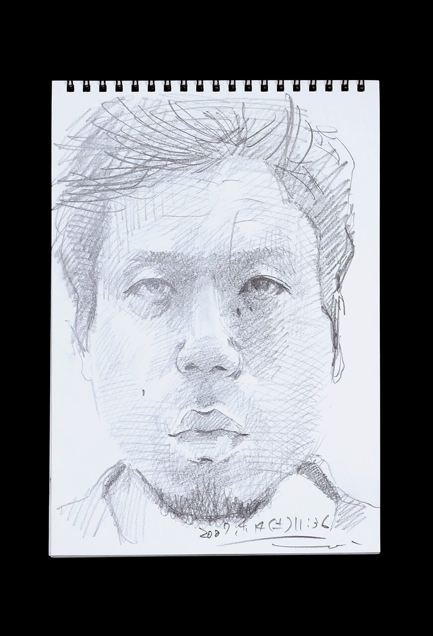 Contemporary artist SHINTAKU Tomoni's 2007/4/14 Self-portrait or pencil drawing