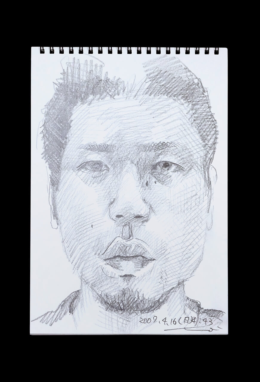 Contemporary artist SHINTAKU Tomoni's 2007/4/16 Self-portrait or pencil drawing