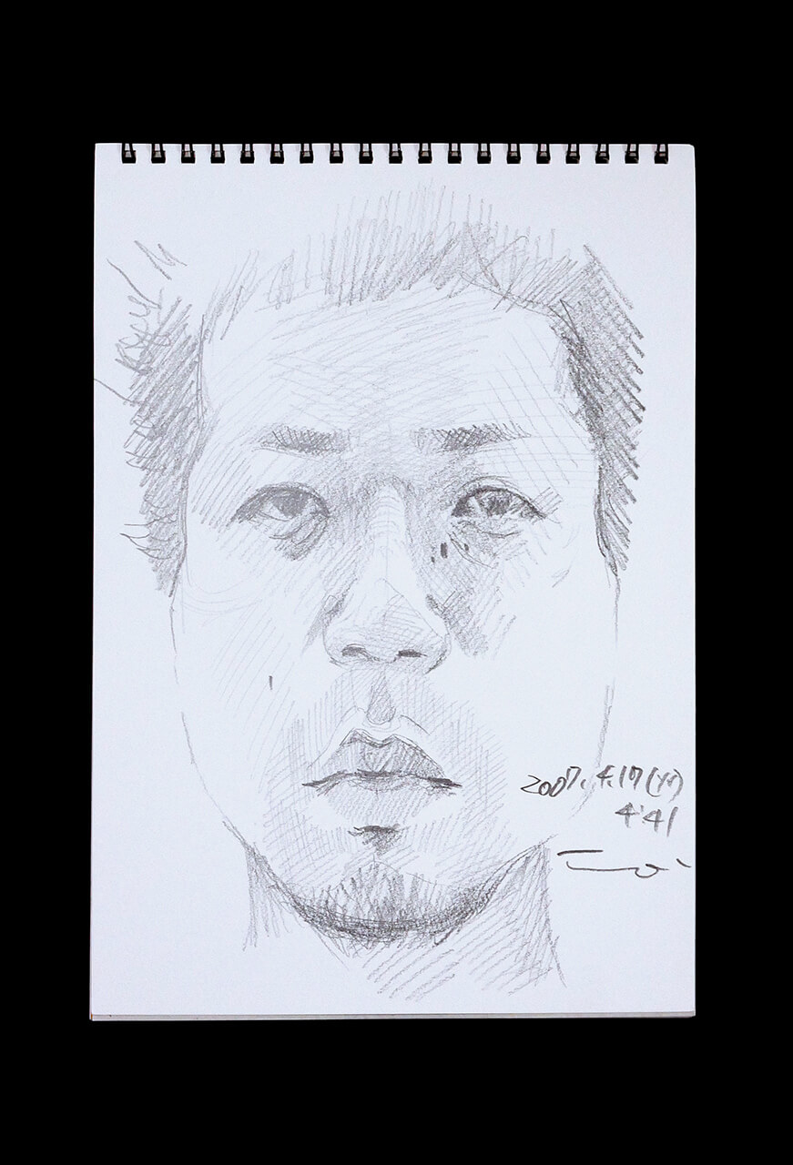 Contemporary artist SHINTAKU Tomoni's 2007/4/17 Self-portrait or pencil drawing