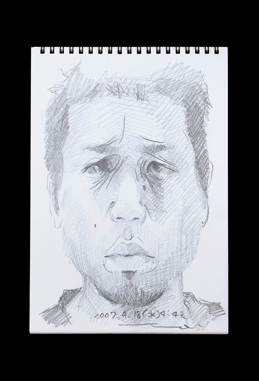 Contemporary artist SHINTAKU Tomoni's 2007/4/18 Self-portrait or pencil drawing