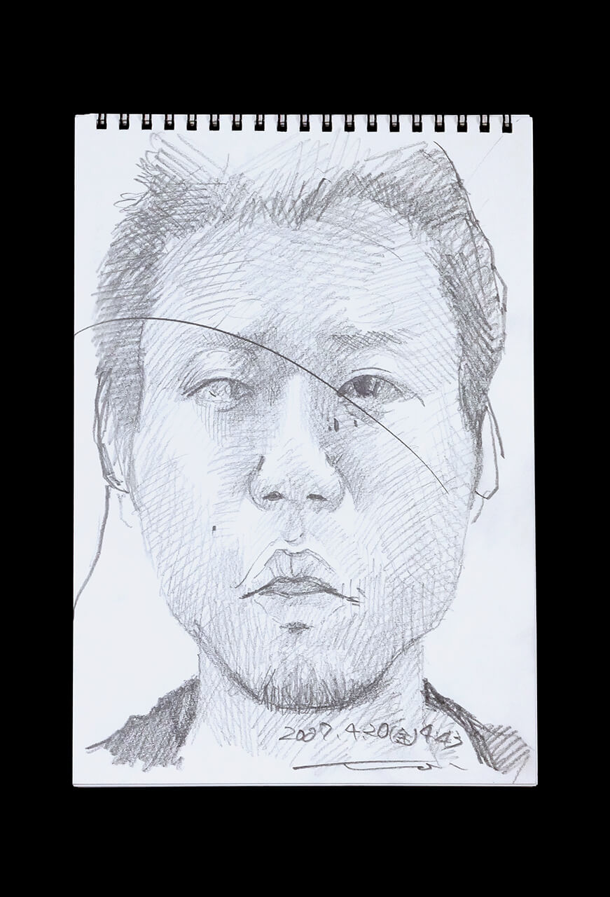 Contemporary artist SHINTAKU Tomoni's 2007/4/20 Self-portrait or pencil drawing