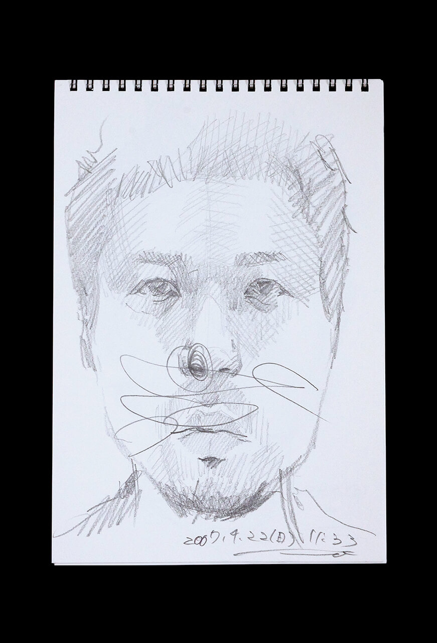 Contemporary artist SHINTAKU Tomoni's 2007/4/22 Self-portrait or pencil drawing