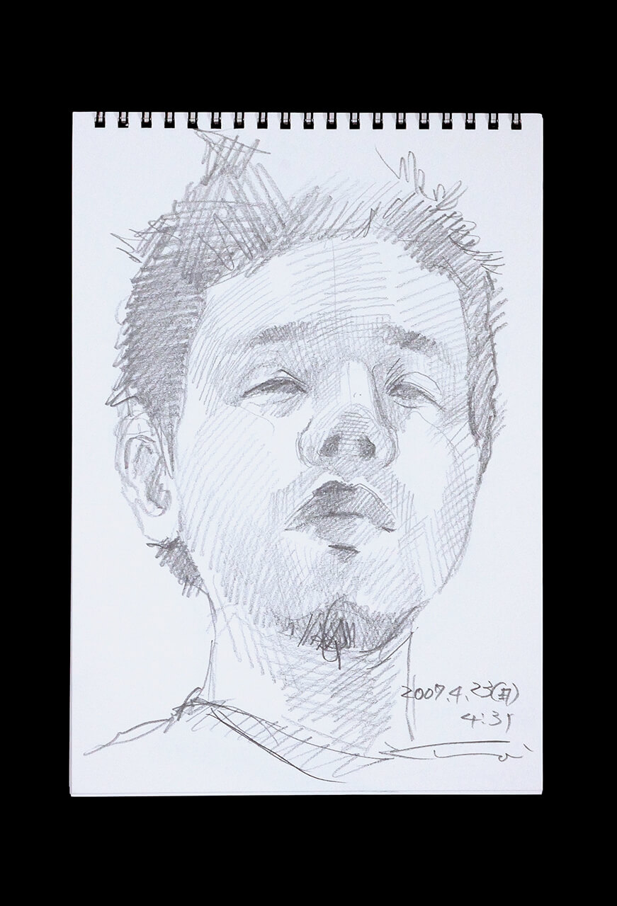 Contemporary artist SHINTAKU Tomoni's 2007/4/23 Self-portrait or pencil drawing