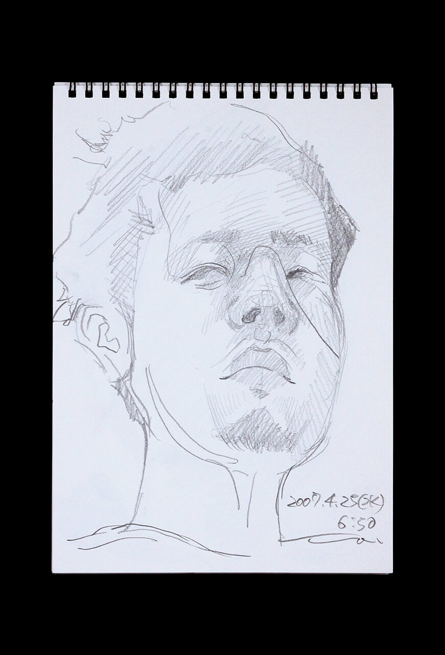 Contemporary artist SHINTAKU Tomoni's 2007/4/25 Self-portrait or pencil drawing