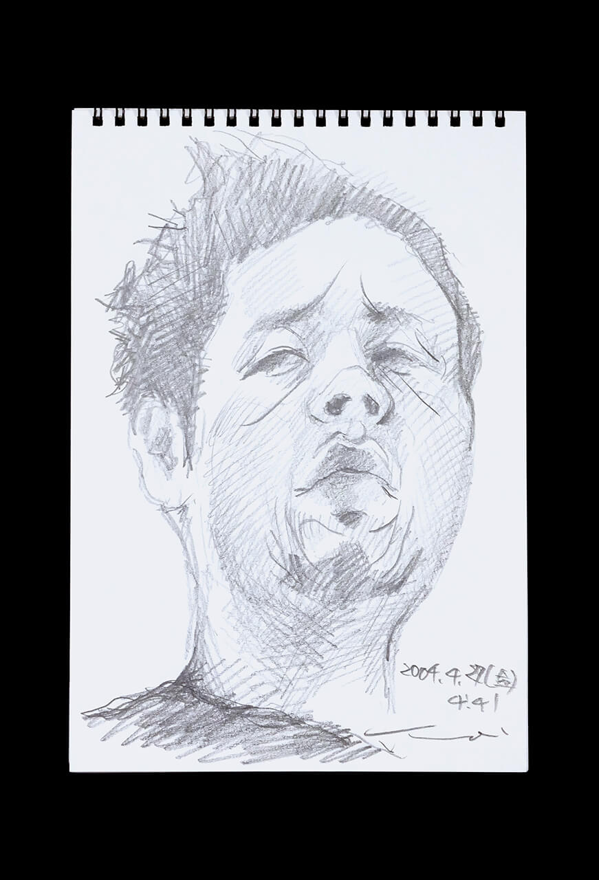 Contemporary artist SHINTAKU Tomoni's 2007/4/27 Self-portrait or pencil drawing