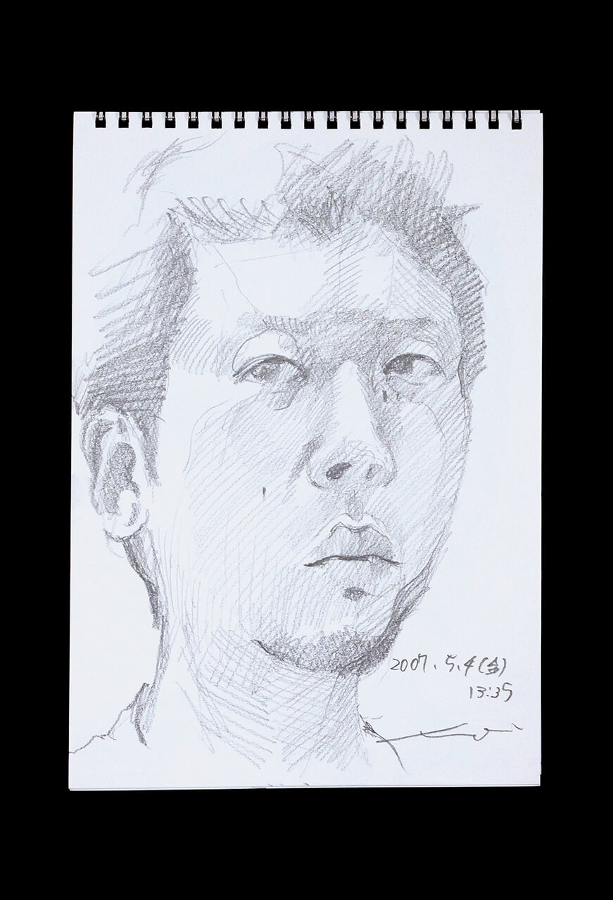 Contemporary artist SHINTAKU Tomoni's 2007/5/4 Self-portrait or pencil drawing