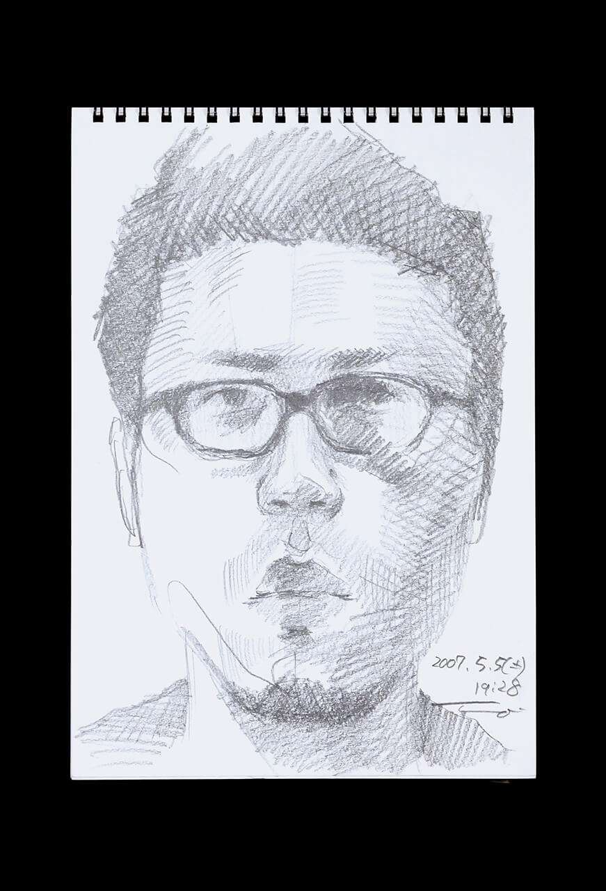 Contemporary artist SHINTAKU Tomoni's 2007/5/5 Self-portrait or pencil drawing