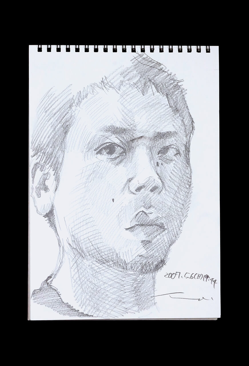 Contemporary artist SHINTAKU Tomoni's 2007/5/6 Self-portrait or pencil drawing