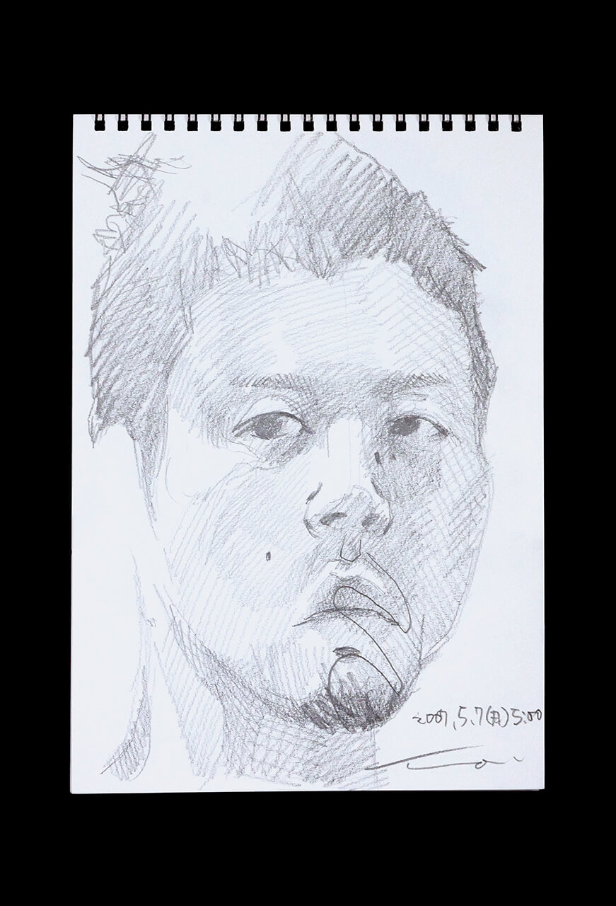 Contemporary artist SHINTAKU Tomoni's 2007/5/7 Self-portrait or pencil drawing
