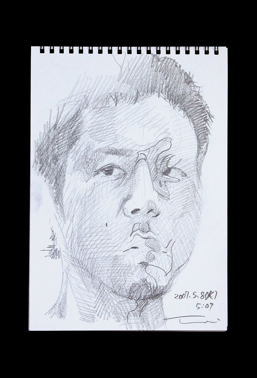 Contemporary artist SHINTAKU Tomoni's 2007/5/8 Self-portrait or pencil drawing