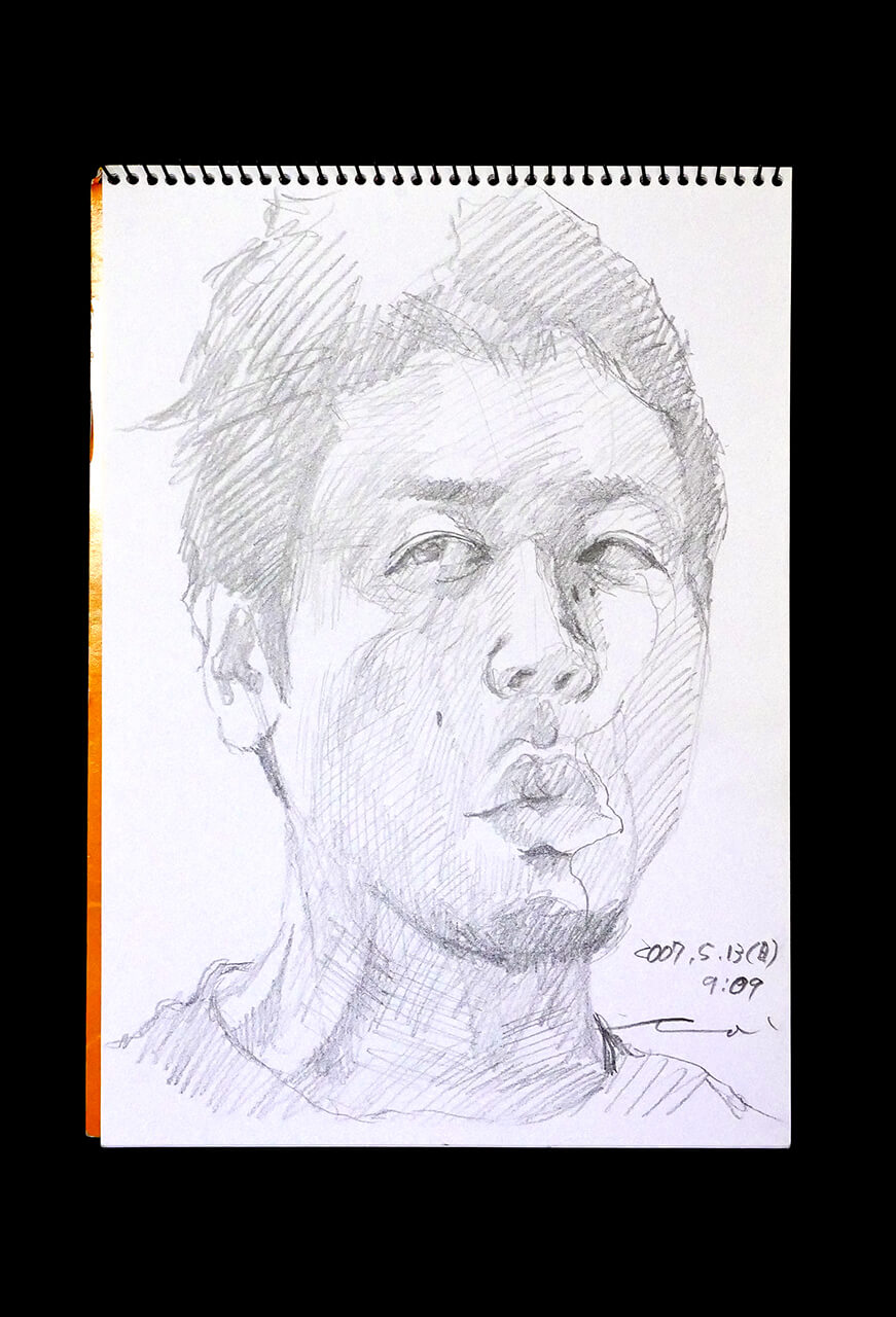 Contemporary artist SHINTAKU Tomoni's 2007/5/13 Self-portrait or pencil drawing