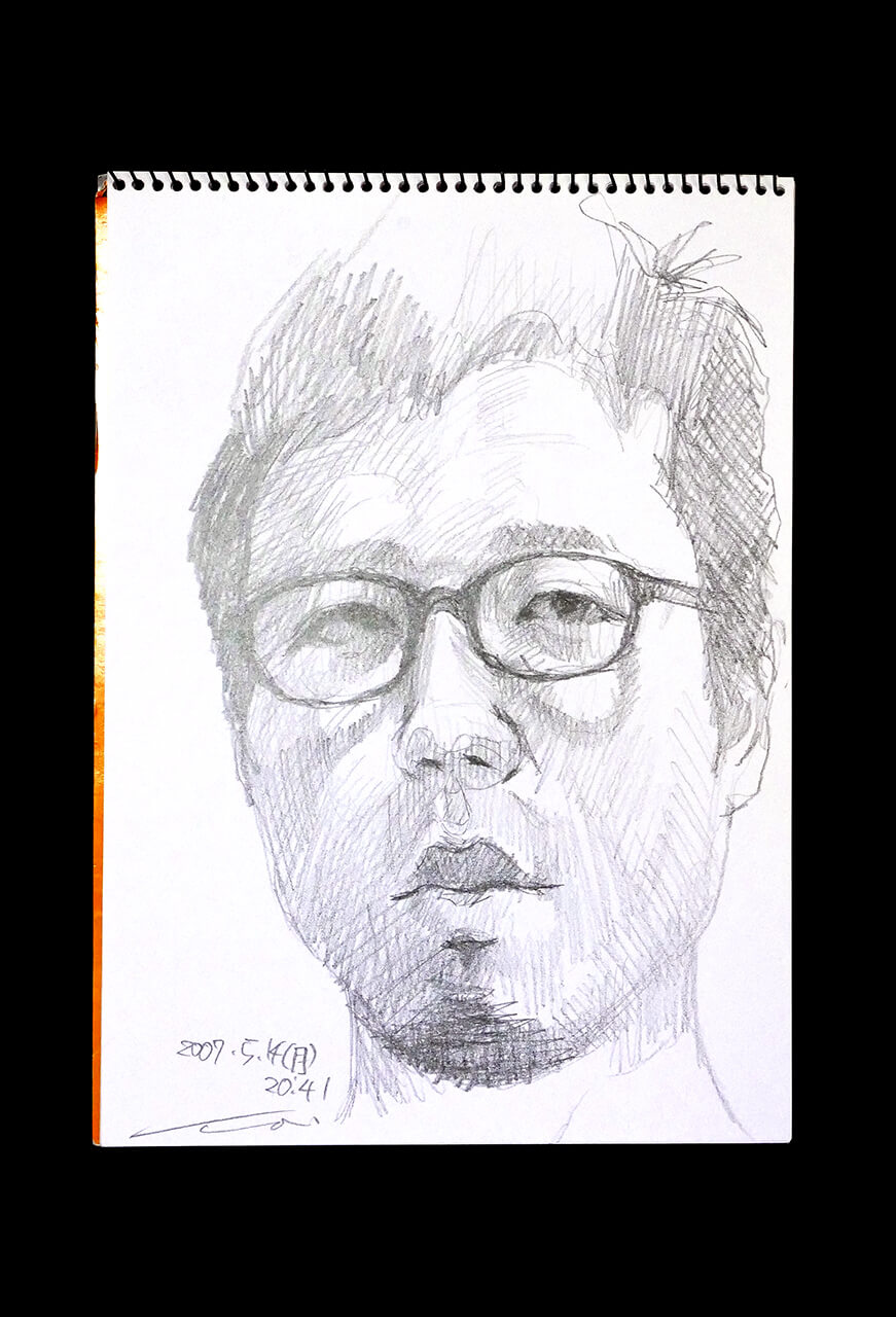 Contemporary artist SHINTAKU Tomoni's 2007/5/14 Self-portrait or pencil drawing