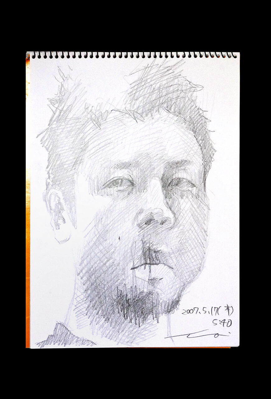 Contemporary artist SHINTAKU Tomoni's 2007/5/17 Self-portrait or pencil drawing