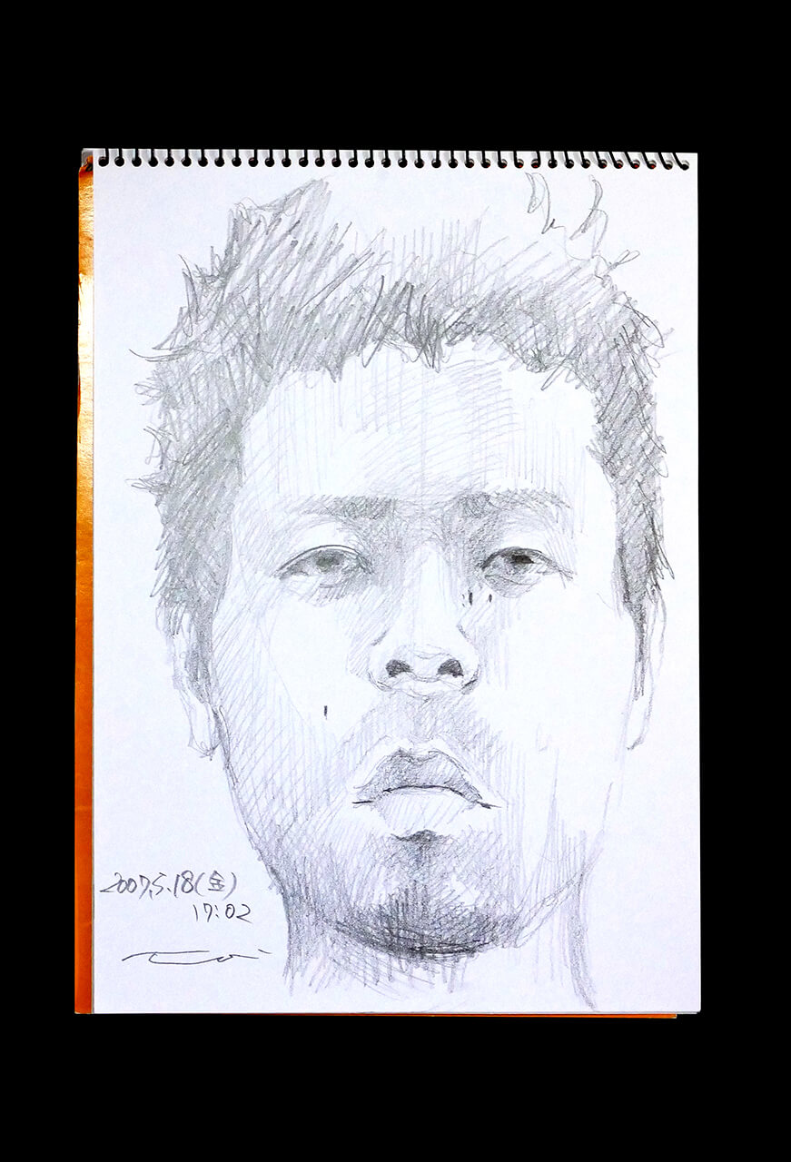 Contemporary artist SHINTAKU Tomoni's 2007/5/18 Self-portrait or pencil drawing
