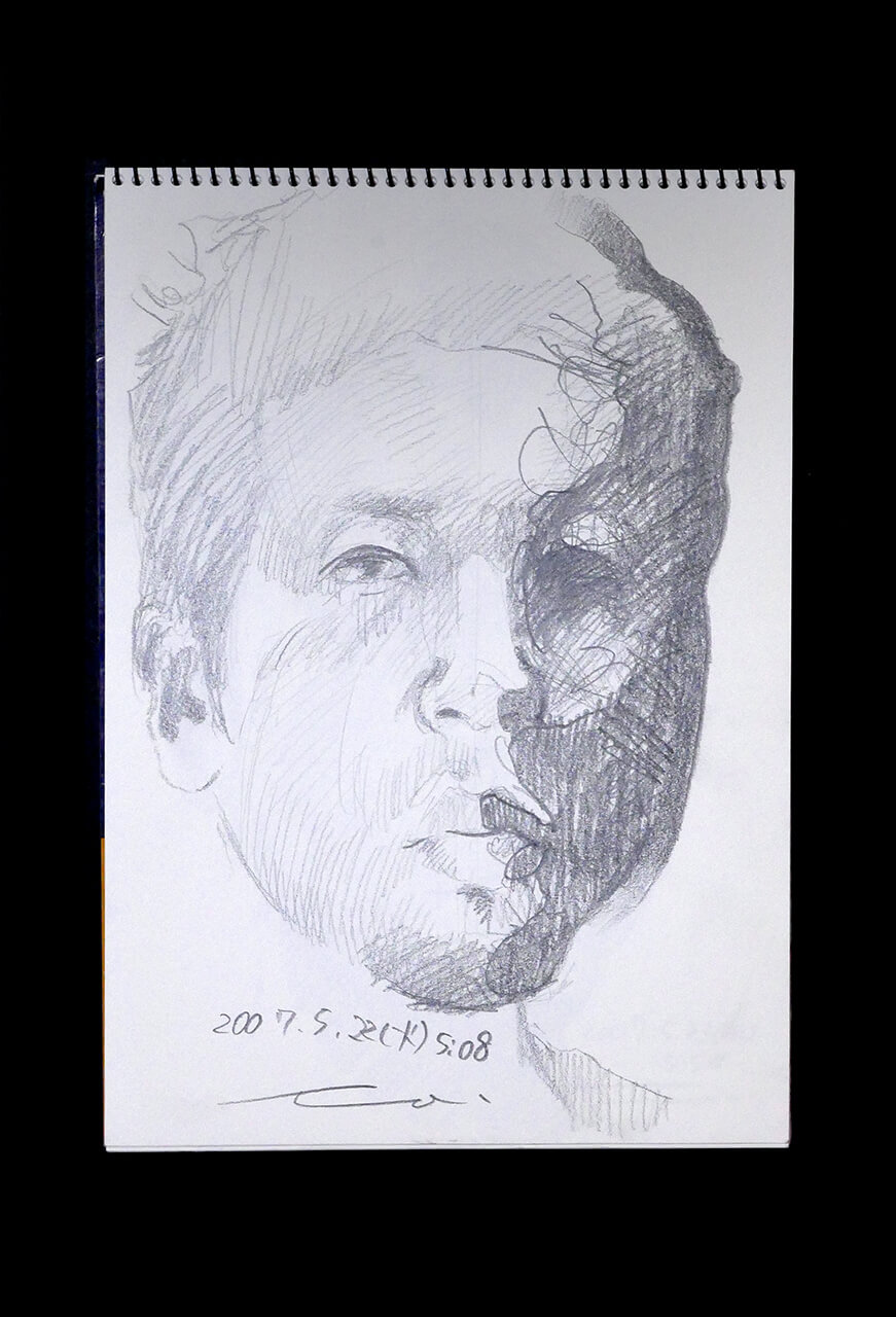 Contemporary artist SHINTAKU Tomoni's 2007/5/22 Self-portrait or pencil drawing