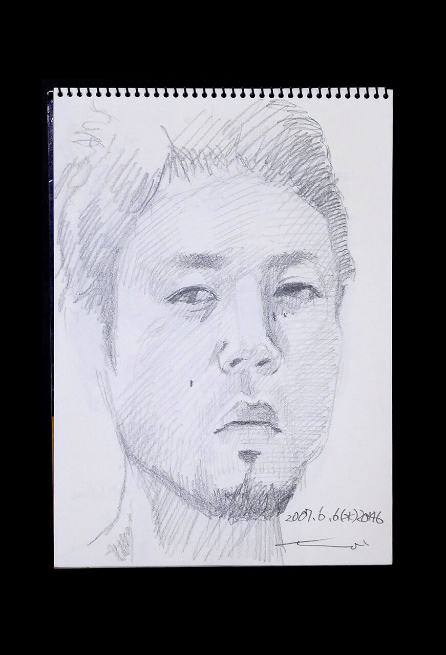 Contemporary artist SHINTAKU Tomoni's 2007/6/6 Self-portrait or pencil drawing