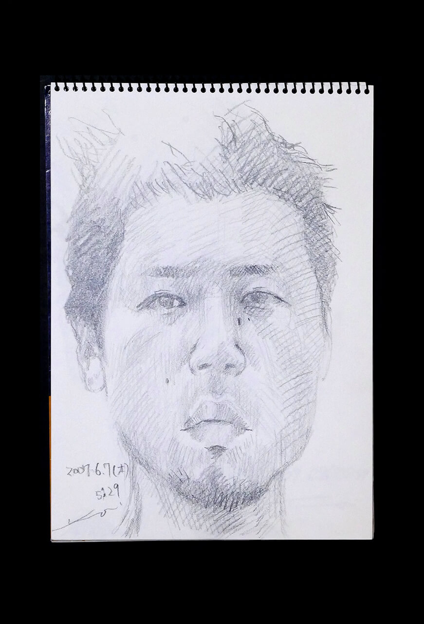Contemporary artist SHINTAKU Tomoni's 2007/6/7 Self-portrait or pencil drawing