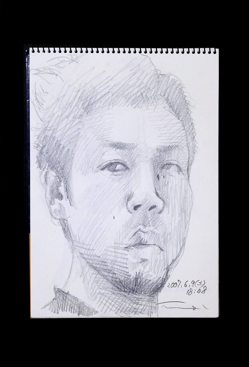 Contemporary artist SHINTAKU Tomoni's 2007/6/9 Self-portrait or pencil drawing