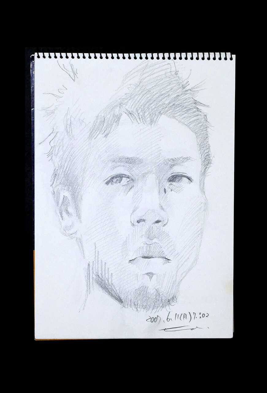 Contemporary artist SHINTAKU Tomoni's 2007/6/11 Self-portrait or pencil drawing