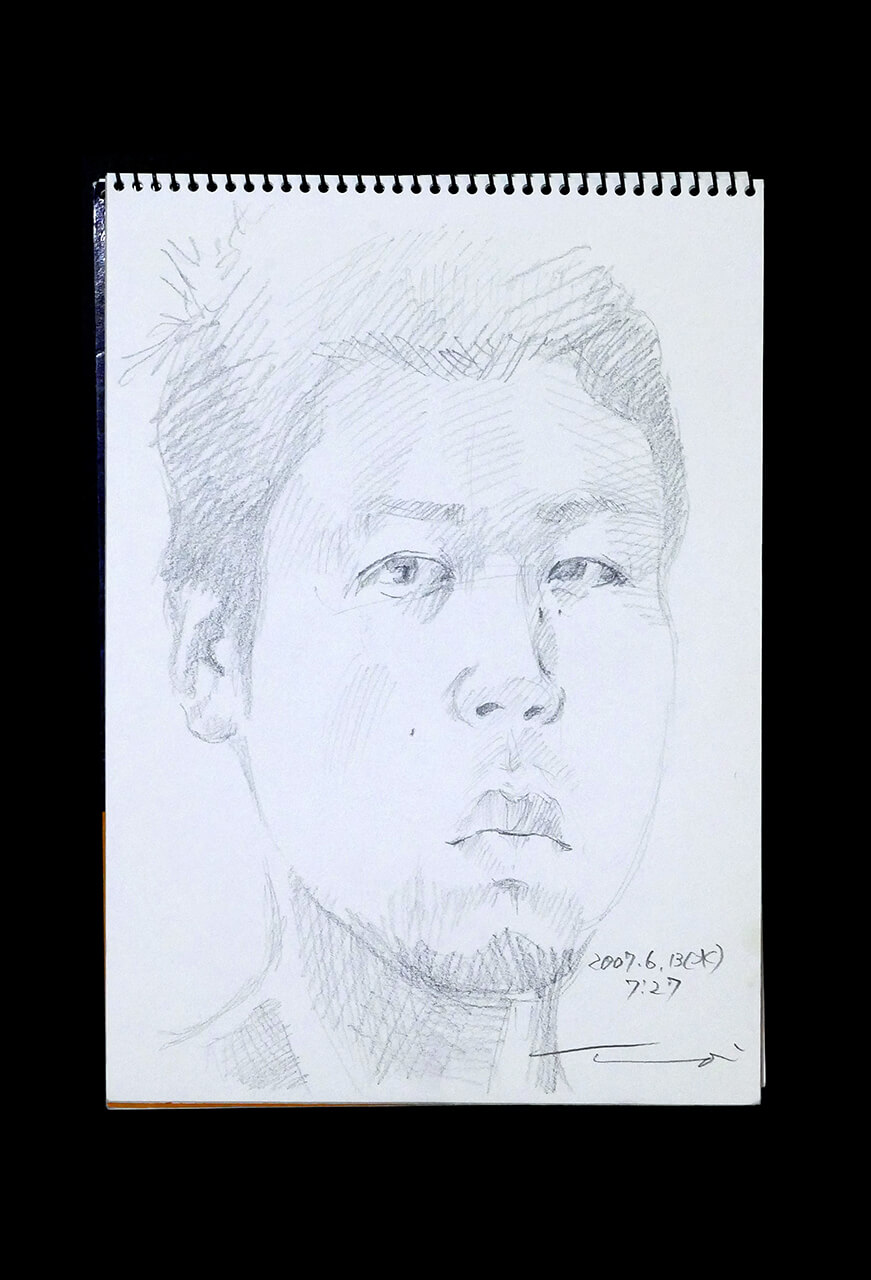 Contemporary artist SHINTAKU Tomoni's 2007/6/13 Self-portrait or pencil drawing
