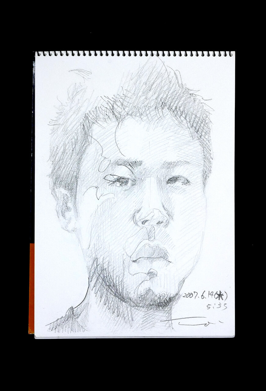 Contemporary artist SHINTAKU Tomoni's 2007/6/14 Self-portrait or pencil drawing