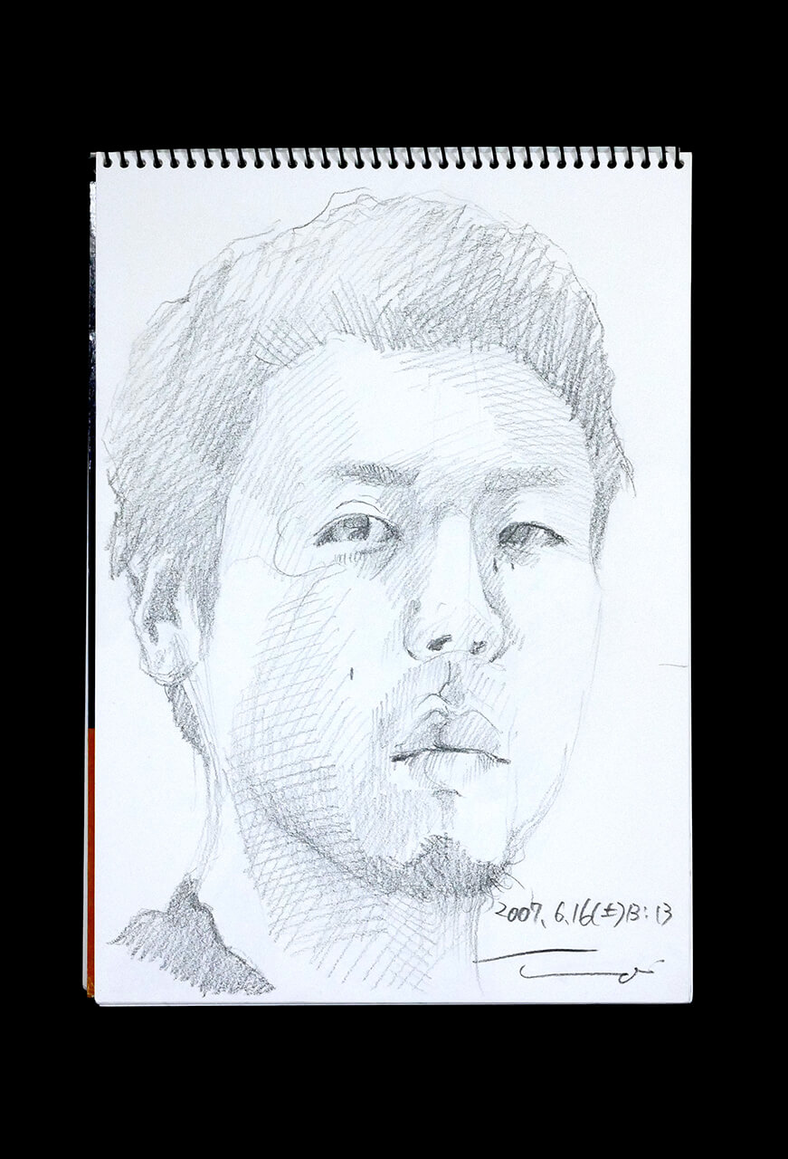 Contemporary artist SHINTAKU Tomoni's 2007/6/16 Self-portrait or pencil drawing