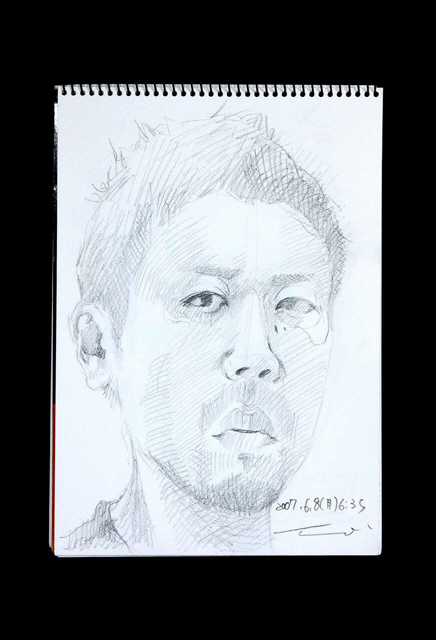 Contemporary artist SHINTAKU Tomoni's 2007/6/18 Self-portrait or pencil drawing