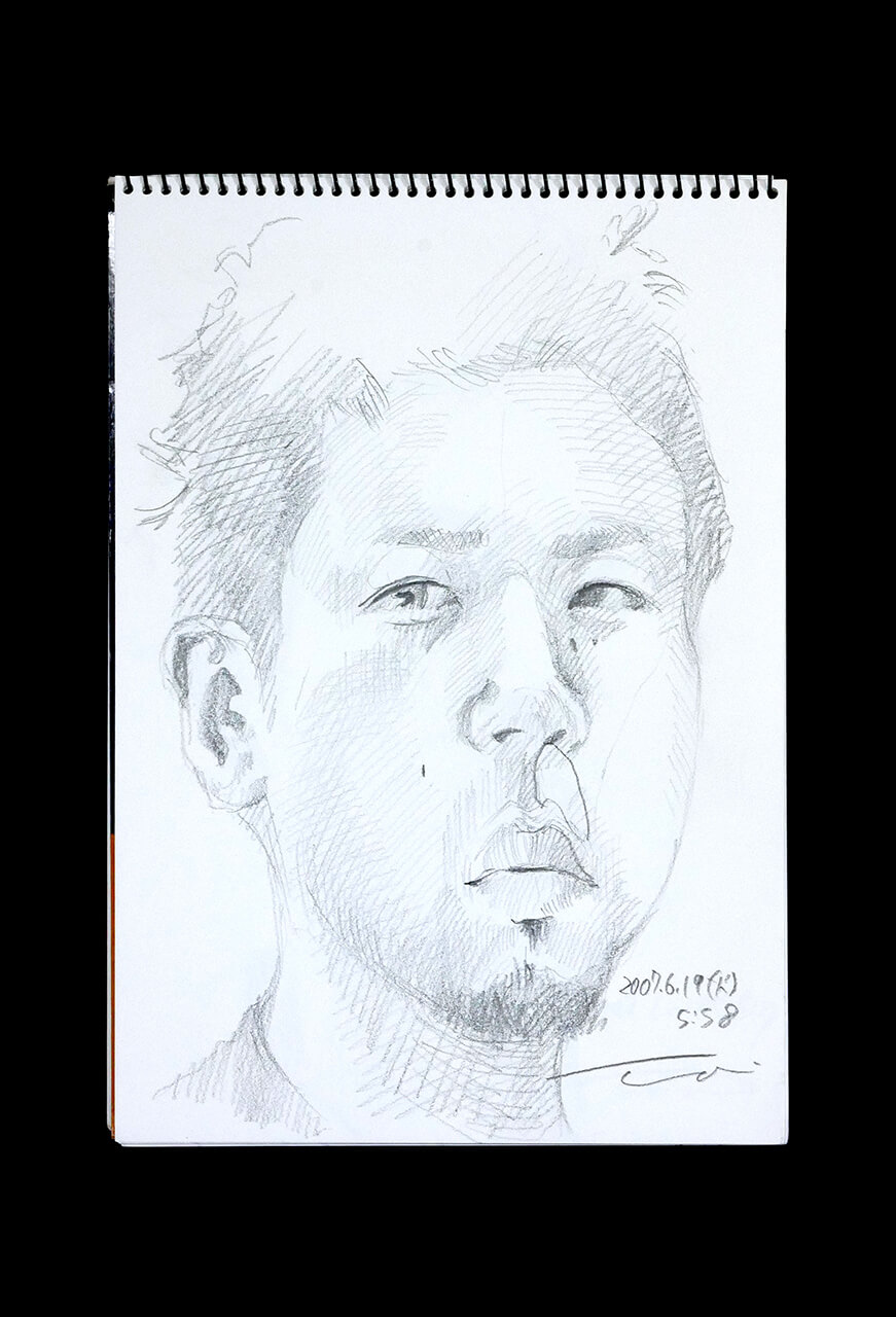 Contemporary artist SHINTAKU Tomoni's 2007/6/19 Self-portrait or pencil drawing
