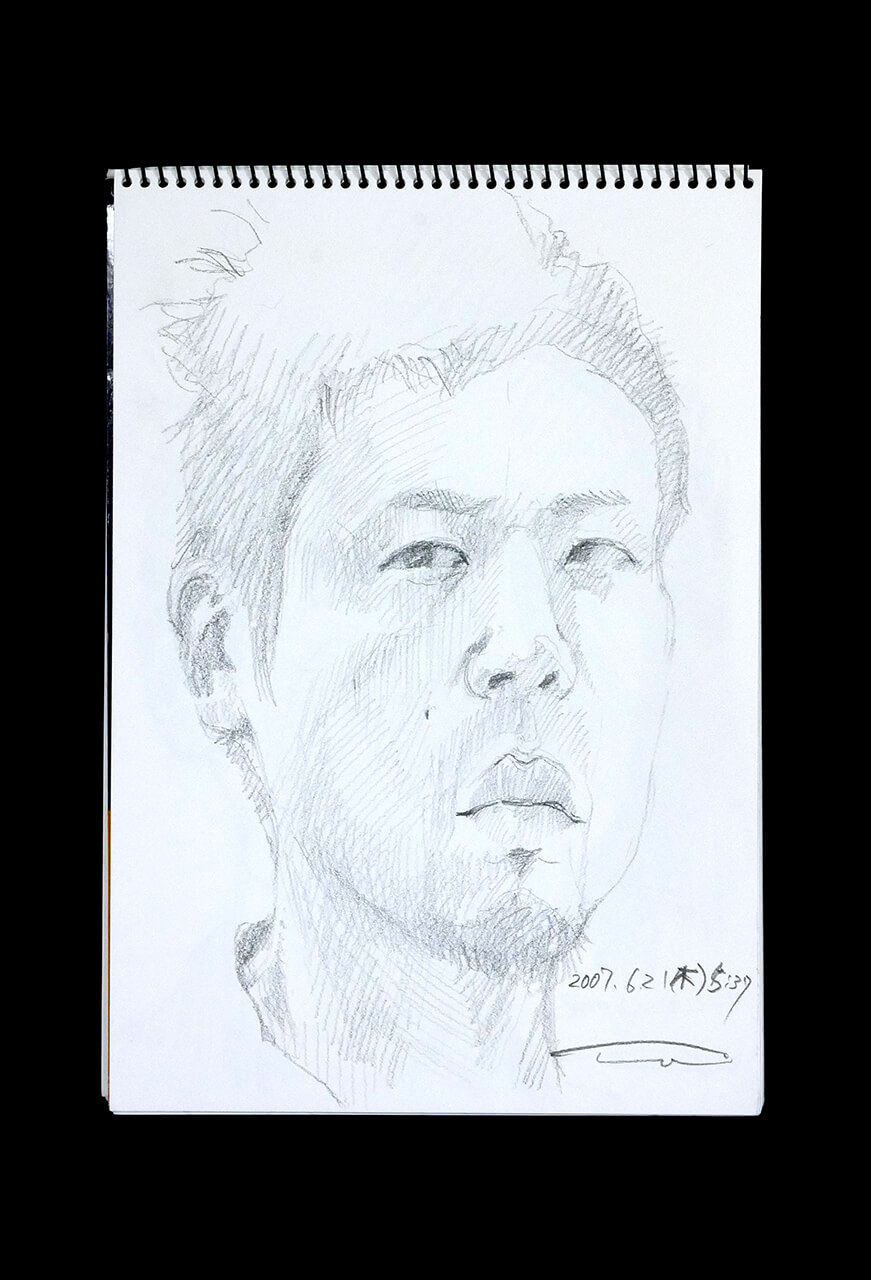 Contemporary artist SHINTAKU Tomoni's 2007/6/21 Self-portrait or pencil drawing