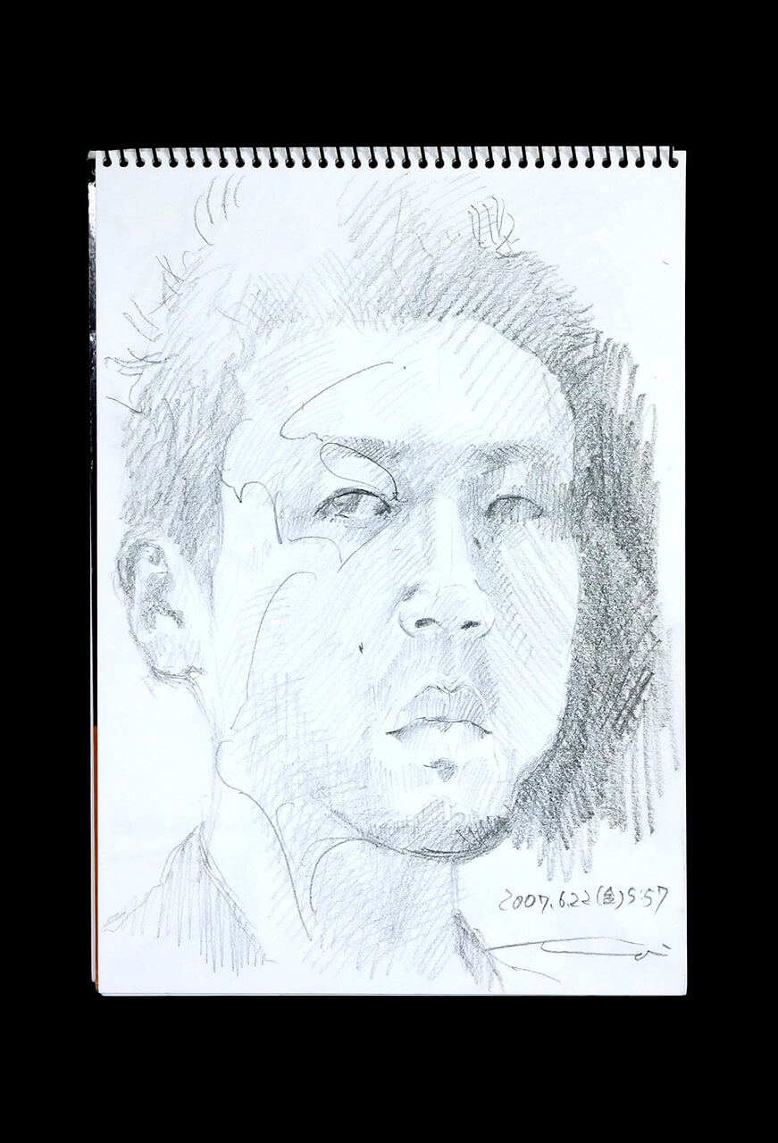 Contemporary artist SHINTAKU Tomoni's 2007/6/22 Self-portrait or pencil drawing