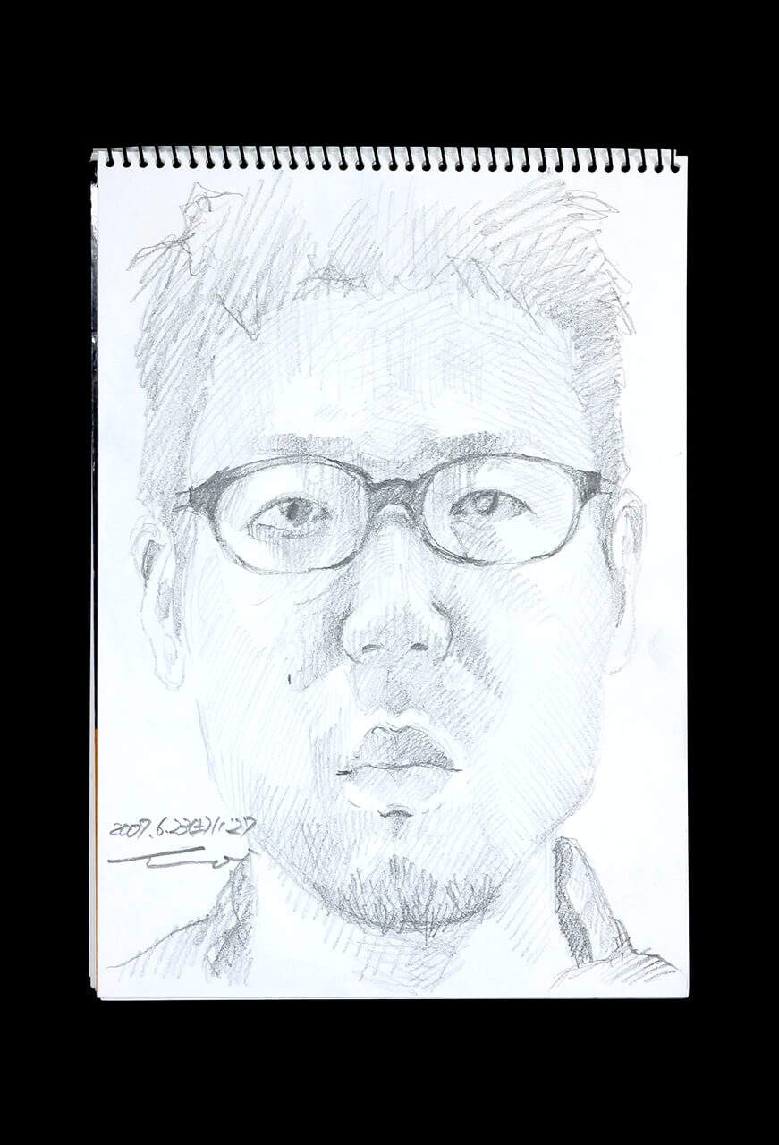 Contemporary artist SHINTAKU Tomoni's 2007/6/23 Self-portrait or pencil drawing