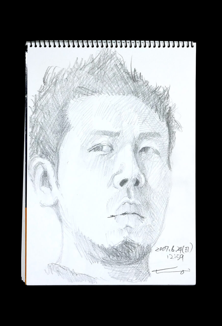 Contemporary artist SHINTAKU Tomoni's 2007/6/24 Self-portrait or pencil drawing