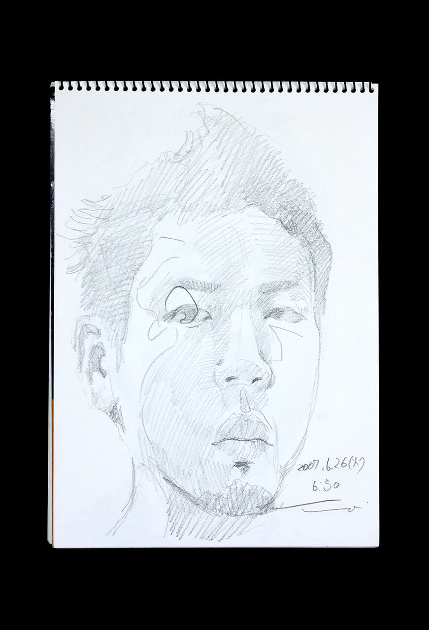 Contemporary artist SHINTAKU Tomoni's 2007/6/26 Self-portrait or pencil drawing