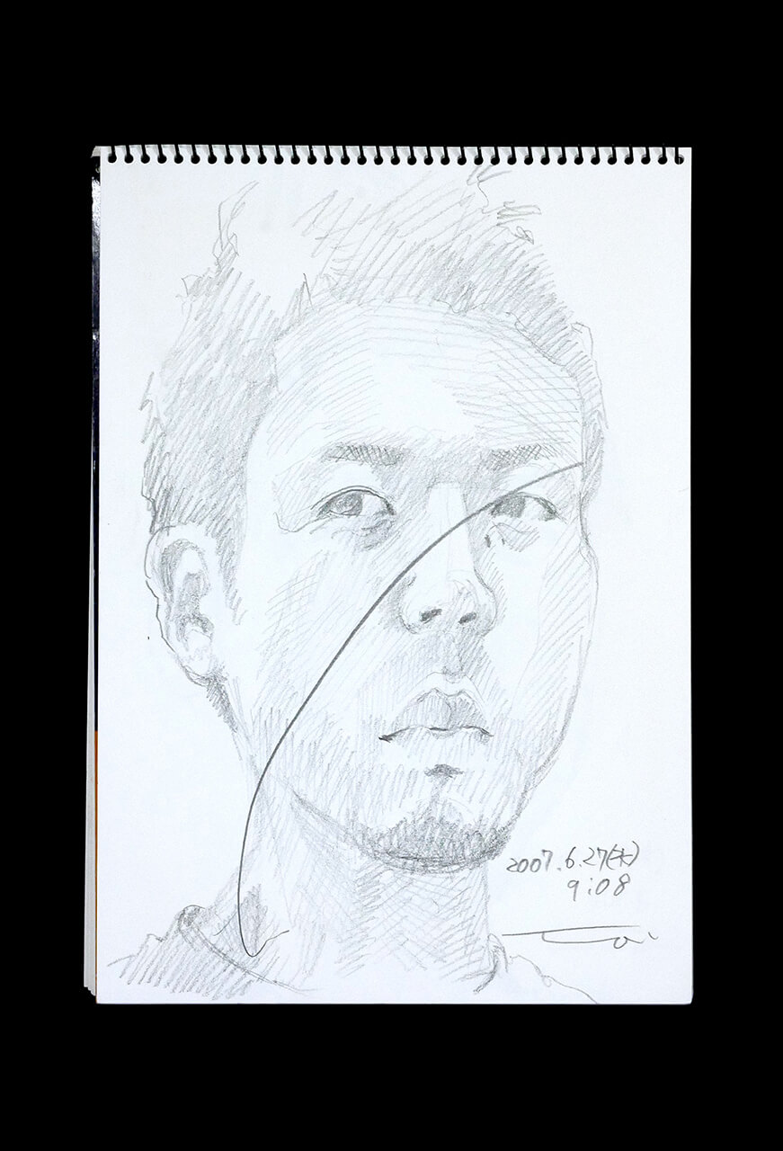 Contemporary artist SHINTAKU Tomoni's 2007/6/27 Self-portrait or pencil drawing