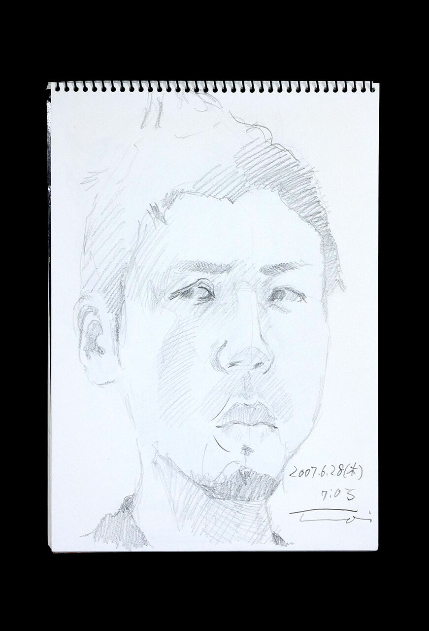 Contemporary artist SHINTAKU Tomoni's 2007/6/28 Self-portrait or pencil drawing