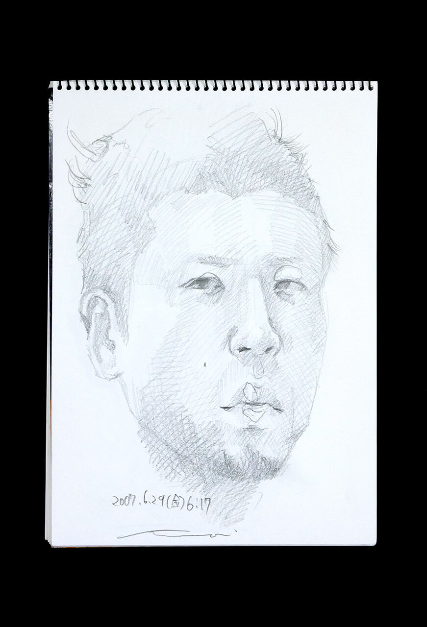 Contemporary artist SHINTAKU Tomoni's 2007/6/29 Self-portrait or pencil drawing