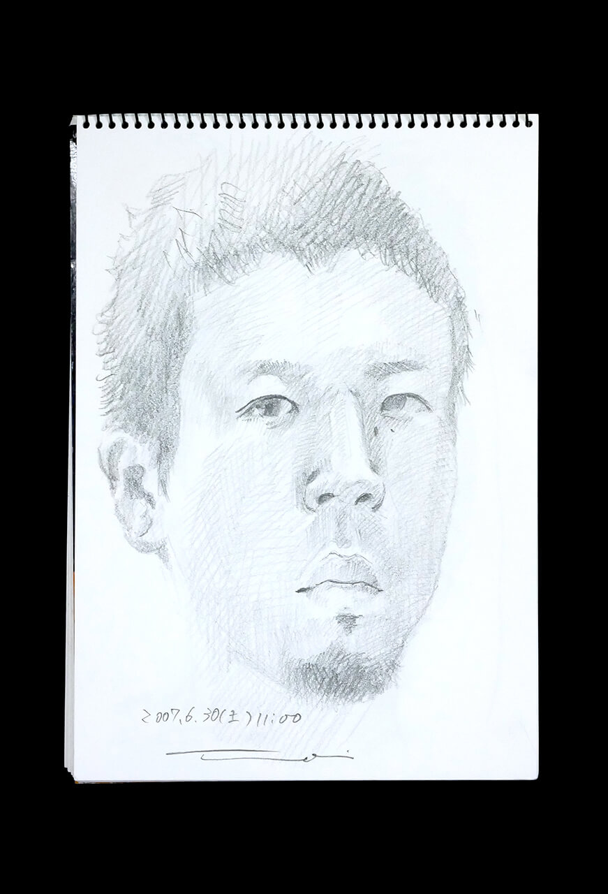 Contemporary artist SHINTAKU Tomoni's 2007/6/30 Self-portrait or pencil drawing