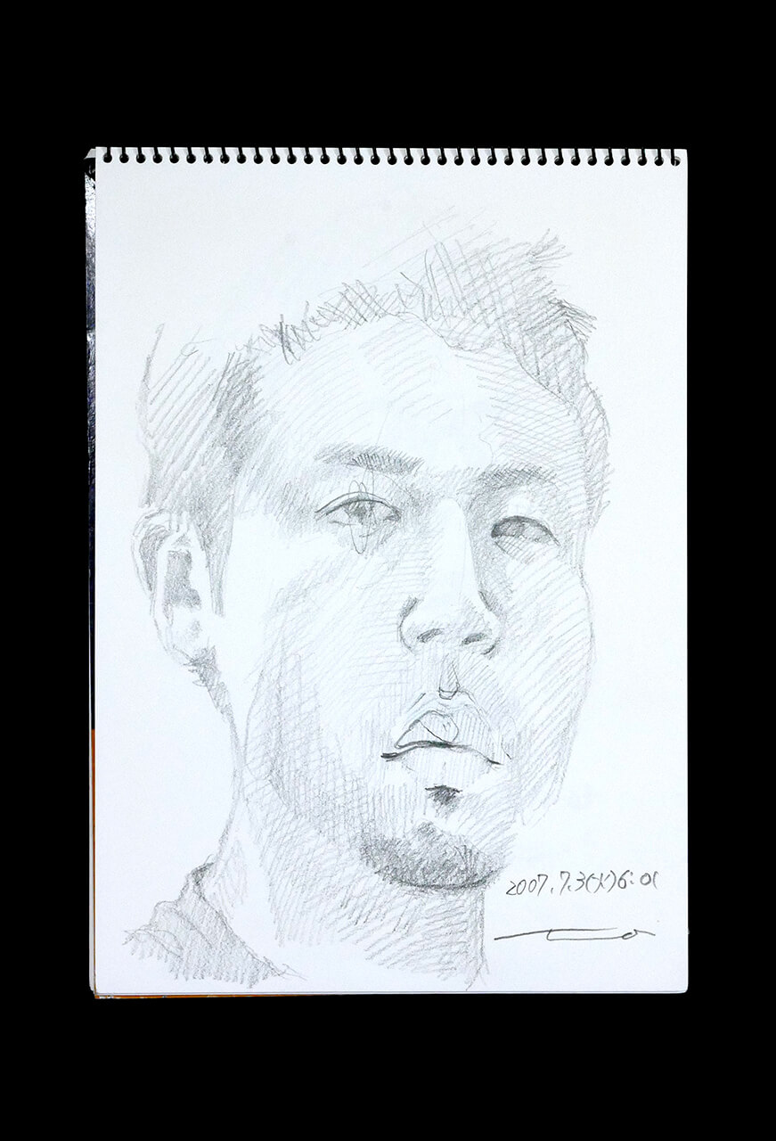 Contemporary artist SHINTAKU Tomoni's 2007/7/3 Self-portrait or pencil drawing
