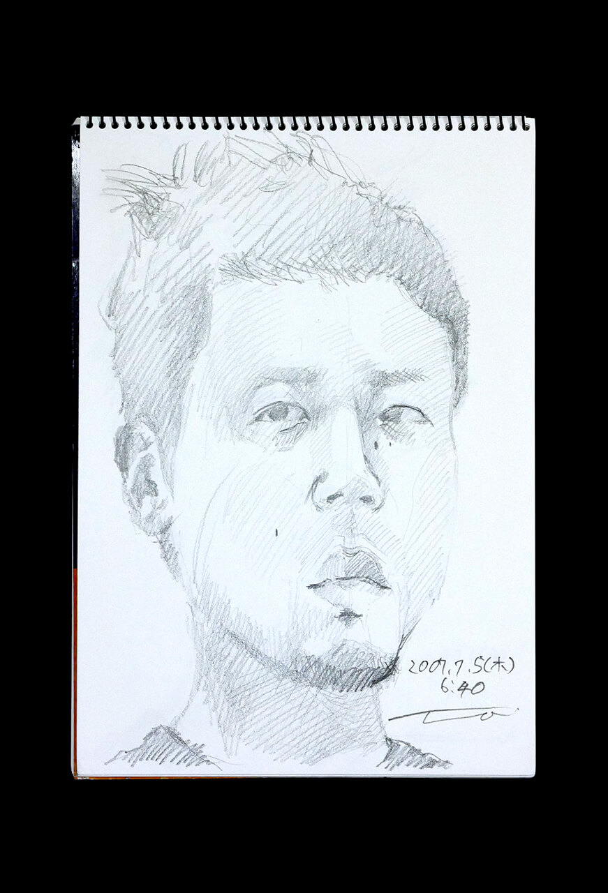 Contemporary artist SHINTAKU Tomoni's 2007/7/5 Self-portrait or pencil drawing