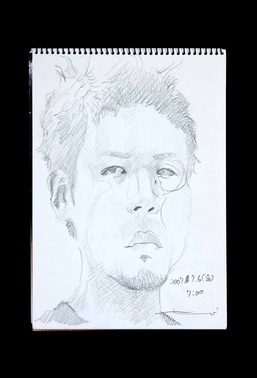 Contemporary artist SHINTAKU Tomoni's 2007/7/6 Self-portrait or pencil drawing