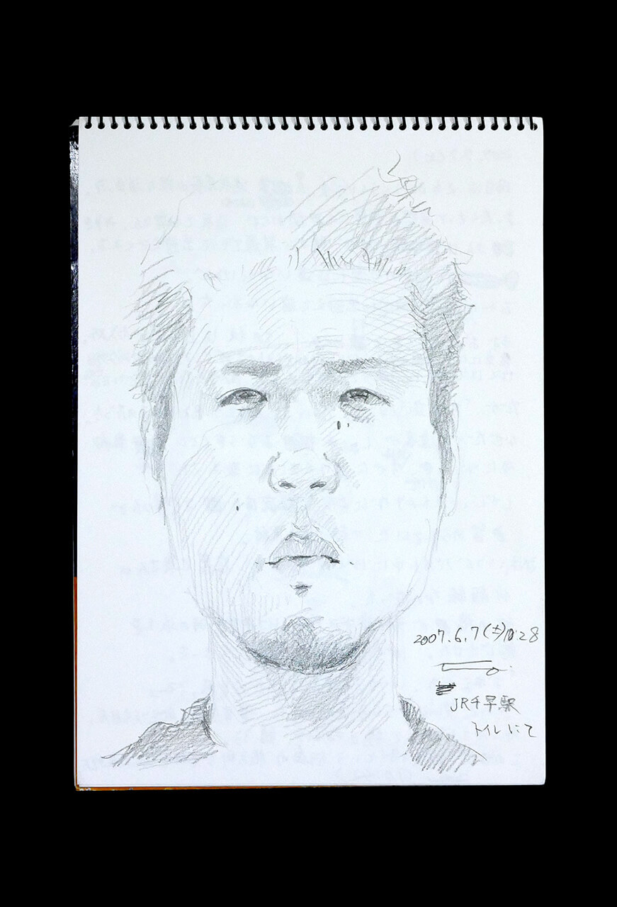 Contemporary artist SHINTAKU Tomoni's 2007/7/7 Self-portrait or pencil drawing