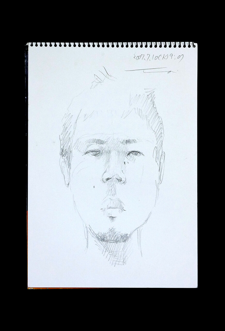 Contemporary artist SHINTAKU Tomoni's 2007/7/10 Self-portrait or pencil drawing
