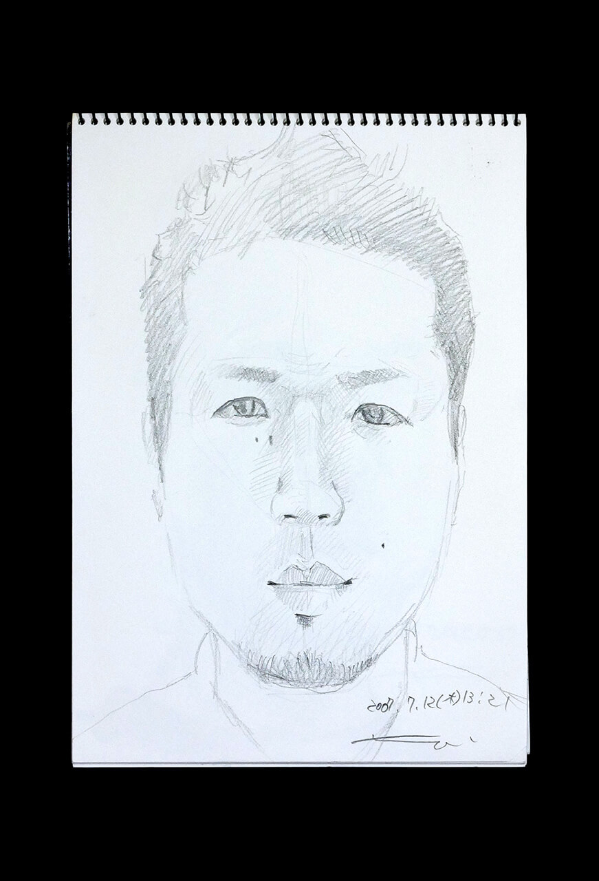 Contemporary artist SHINTAKU Tomoni's 2007/7/12 Self-portrait or pencil drawing