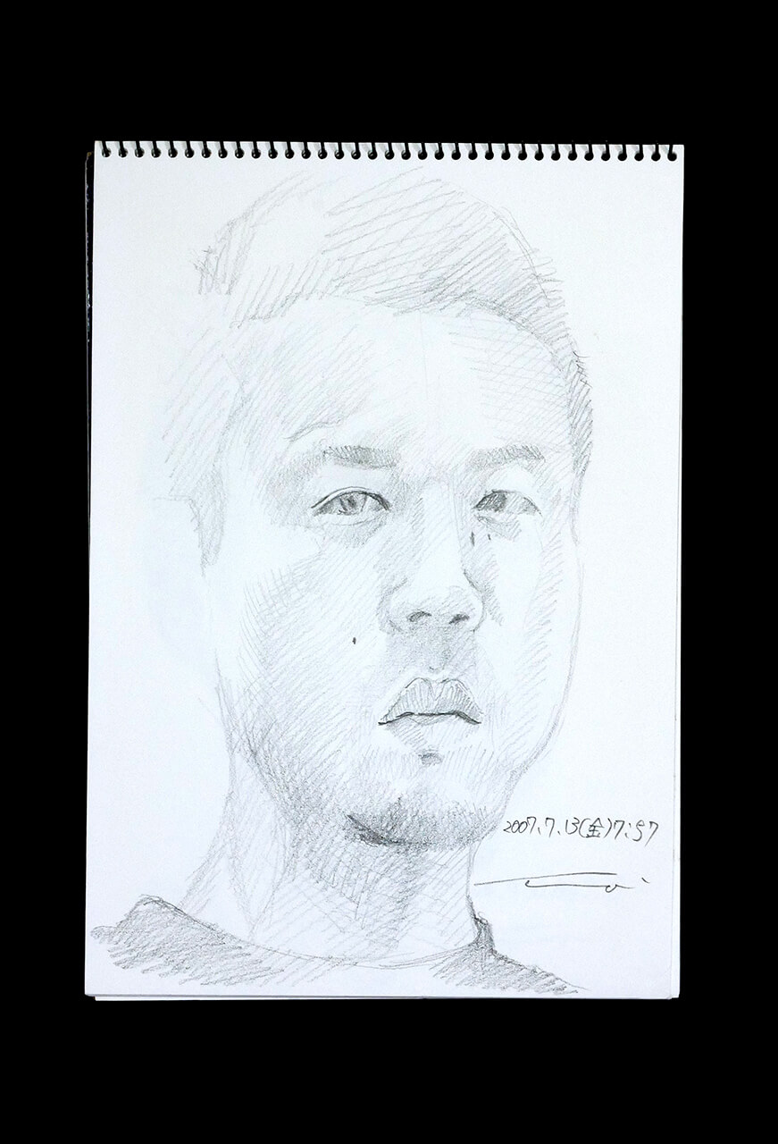 Contemporary artist SHINTAKU Tomoni's 2007/7/13 Self-portrait or pencil drawing