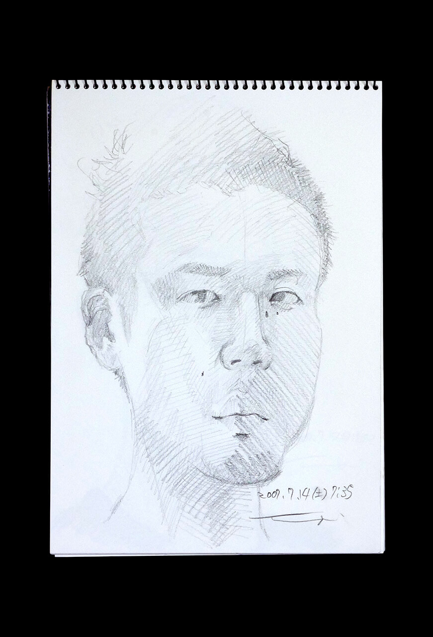 Contemporary artist SHINTAKU Tomoni's 2007/7/14 Self-portrait or pencil drawing